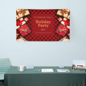 Festive Red Buffalo Check Cadeaus Holiday Party  Spandoek (Beurs)