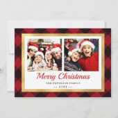 Festive Red Buffalo Pond Gold Lijst Foto Feestdagenkaart (Voorkant)