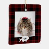 Festive Red Buffalo Pset Cat Name Kerstmis Keramisch Ornament (Rechts)