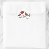Festive Red Cardinals Ronde Sticker (Tas)