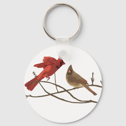 Festive Red Cardinals Sleutelhanger (Voorkant)