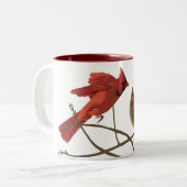 Festive Red Cardinals Tweekleurige Koffiemok (Voorkant links)