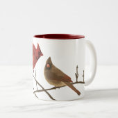 Festive Red Cardinals Tweekleurige Koffiemok (Voorkant rechts)