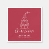 Festive Red Cheers to New Year Party Servet (Voorkant)