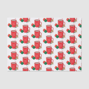 Festive Red Cocoa Cup Pattern Holiday Tissue Paper Tissuepapier