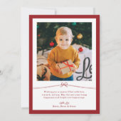 Festive Red Coquette Bow Merry Christmas Photo Feestdagenkaart (Achterkant)