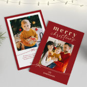 Festive Red Coquette Bow Merry Christmas Photo Feestdagenkaart