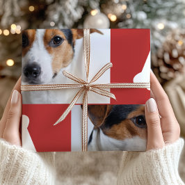Festive Red Dog Botten Photo Collage Kerstmis Cadeaupapier