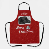 Festive Red Dog Pet met kerstboomstructuur Foto Schort (Voorkant)