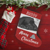 Festive Red Dog Pet Name and Photo Grote Kerstsok