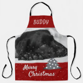 Festive Red Dog Pet Photo Tree kerst Schort (Voorkant)