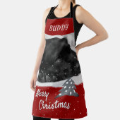 Festive Red Dog Pet Photo Tree kerst Schort (Insitu)