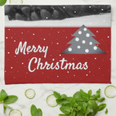 Festive Red Dog Pet Photo Tree kerst Theedoek (Gevouwen)