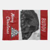 Festive Red Dog Pet Photo Tree kerst Theedoek (Horizontaal)