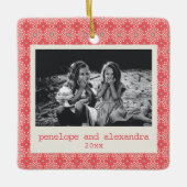 Festive Red Dot Pattern Stijlvolle, persoonlijke f Keramisch Ornament (Voorkant)