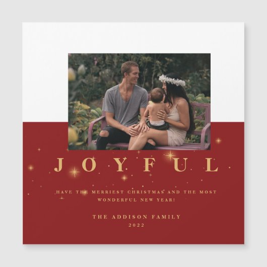 Festive Red en Gold Joyful-foto met kerstmis (Voorkant)
