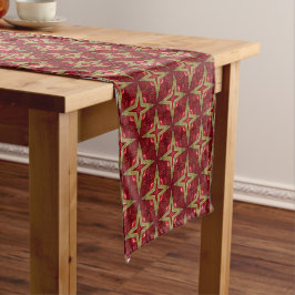 Festive Red en Gold Kerstmis Korte Tafelloper