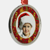 Festive Red- en Gold Pattern - Aangepaste foto Metalen Ornament (Rechts)