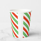Festive Red en Green Candy Cane Striped Kerstmis Papieren Bekers (Rechts)