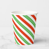 Festive Red en Green Candy Cane Striped Kerstmis Papieren Bekers (Voorkant)
