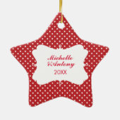 Festive Red- en Green-fotokerst Keramisch Ornament (Achterkant)