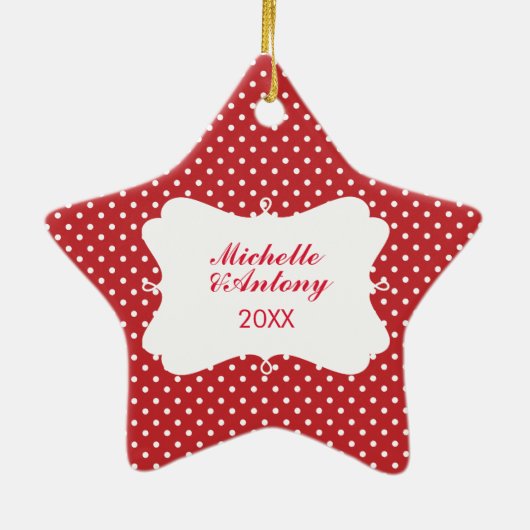 Festive Red- en Green-fotokerst Keramisch Ornament (Achterkant)