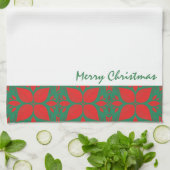 Festive Red en Green Modern Floral Theedoek (Gevouwen)
