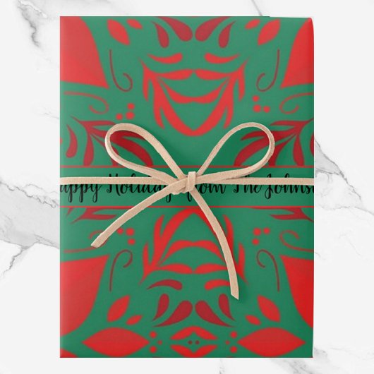 Festive Red- en Green Pattern Papierblad met overv Inpakpapier Vel