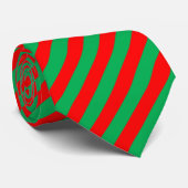 Festive Red en Green Stripes Elf Stropdas (Opgerold)
