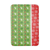 Festive Red- en groene rendieren, bomen, sneeuwvlo Badmat (Voorkant Verticaal)