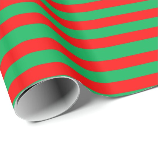 Festive Red- en Groene Stripes Cadeaupapier (Rol Hoek)