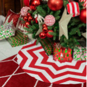 Festive Red en White Chevron Kerstboom Rok