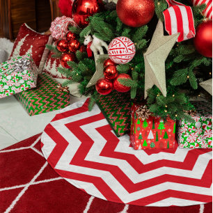 Festive Red en White Chevron Kerstboom Rok