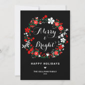 Festive Red en White Floral Wreath Christma Feestdagenkaart (Voorkant)