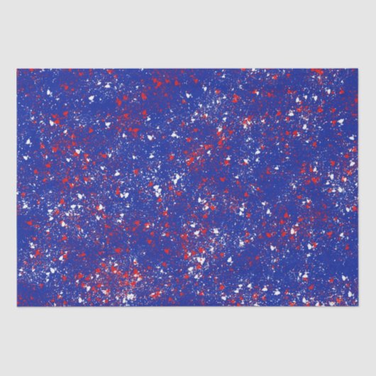 Festive Red en White op Blue Tissue paper Tissuepapier (Voorkant)