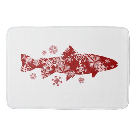 Festive Red- en White Snow-forel Badmat (Voorkant)