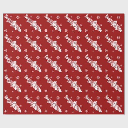 Festive Red- en White Snow-forel Cadeaupapier (Vlak)