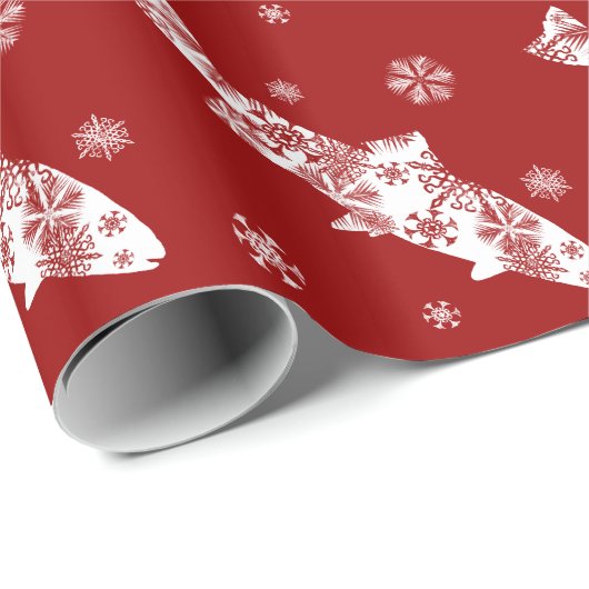 Festive Red- en White Snow-forel Cadeaupapier (Rol Hoek)