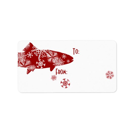Festive Red- en White Snow-forel Etiket (Voorkant)
