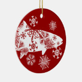 Festive Red- en White Snow-forel Keramisch Ornament (Rechts)