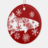 Festive Red- en White Snow-forel Keramisch Ornament (Links)