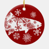 Festive Red- en White Snow-forel Keramisch Ornament (Achterkant)