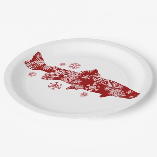 Festive Red- en White Snow-forel Papieren Bordje (Gekanteld)