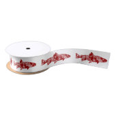 Festive Red- en White Snow-forel Satijnen Lint (Spoel)