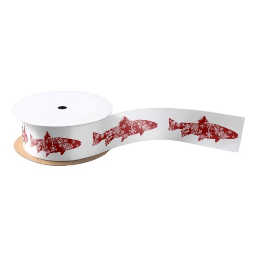 Festive Red- en White Snow-forel Satijnen Lint (Spoel)