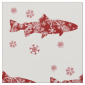 Festive Red- en White Snow-forel Stof (Close Up)