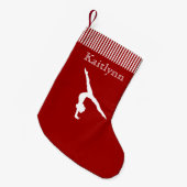 Festive Red- en White Stripe Gymnastiek Kleine Kerstsok (Voorkant (Hangend))