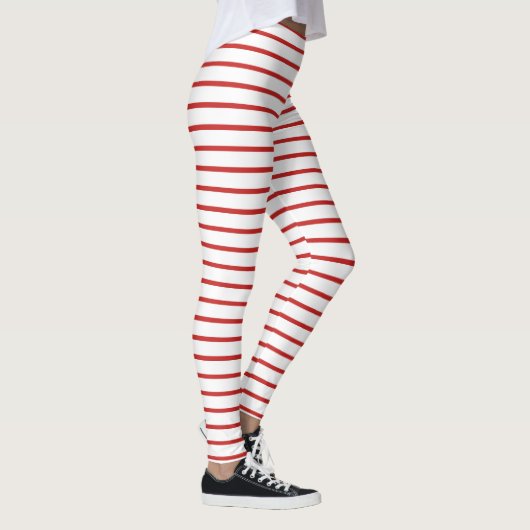 Festive Red en White Striped Leggings (Rechts)