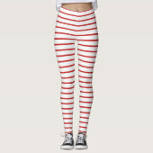 Festive Red en White Striped Leggings (Voorkant)