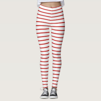 Festive Red en White Striped Leggings